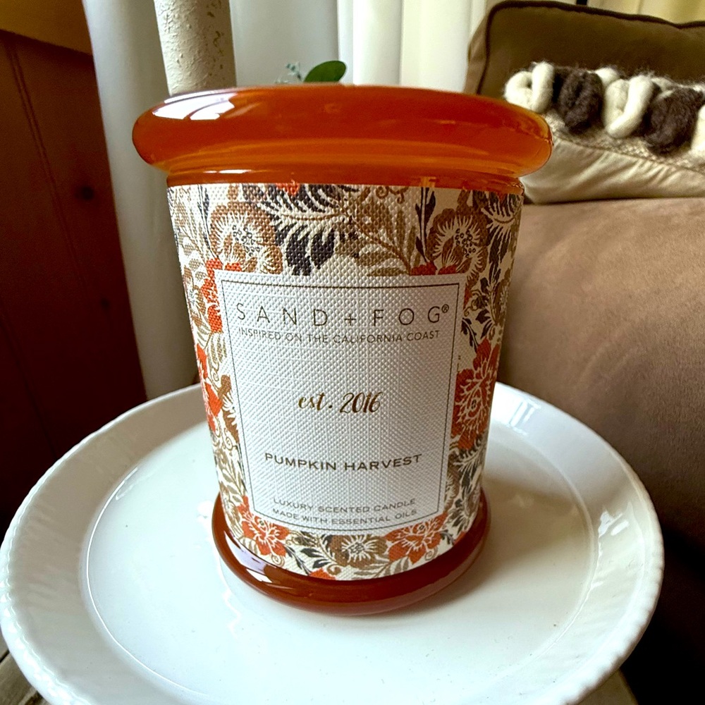 Sand & Fog Pumpkin Harvest Luxury Fall Autumn Candle made w/essential oils - NEW